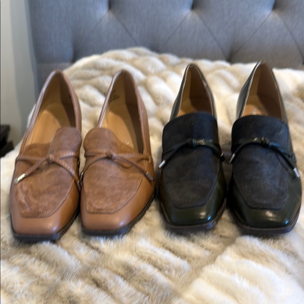 Elegant Women's Loafers in Tan and Black
